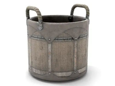 Wicker Grocery Basket Low-poly 3D model