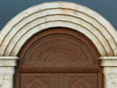 Mansion Engraved Exterior Door Low-poly 3D model