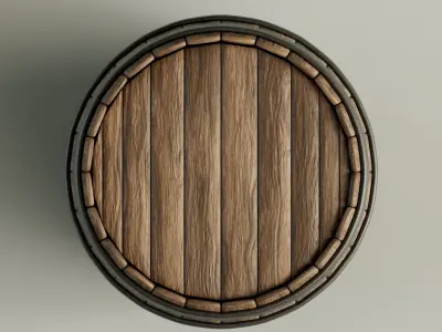 Wooden Barrel 3D model 8