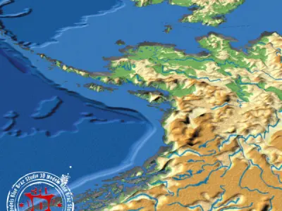 Bering Strait elevation map 3D model