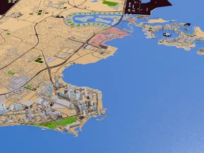 Doha city Qatar 2021 Low-poly 3D model