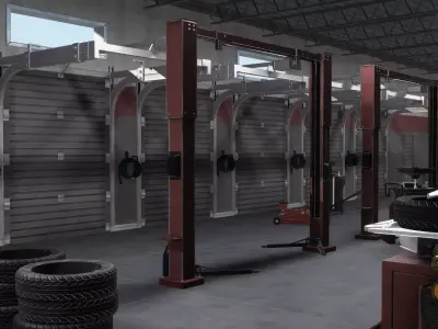 Tire Repair Shop Low-poly 3D model