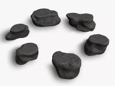 Short Flat Rocks - Rough 2 Low-poly 3D model