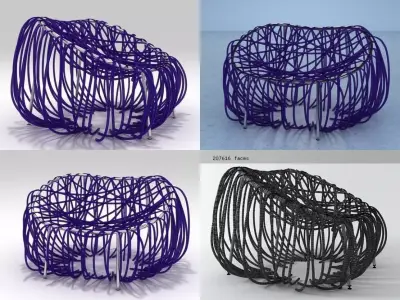 Anemone chair made of wires 3D model