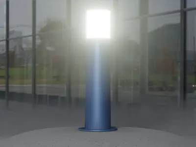 Low-Poly Blue Light Column 10 - Street Light Set-9 Low-poly 3D model