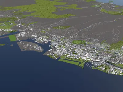 Honolulu 50x50km 3D City Map 3D model