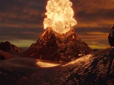 Volcano Scene Low-poly 3D model