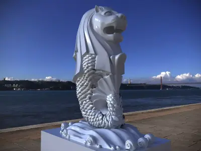 Merlion lion statue Low-poly 3D model