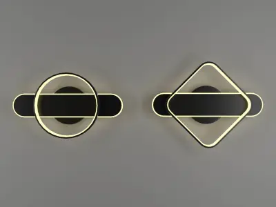 Wall lamps of various shapes Low-poly 3D model