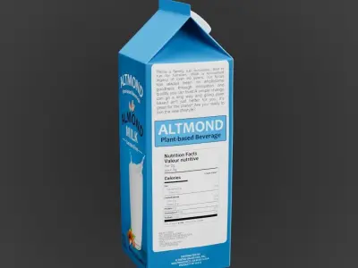 Almond Milk carton Low-poly 3D model