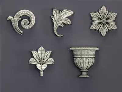 Five Free Ornament Brushes Alphas and 3D Models Free 3D model
