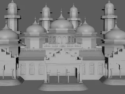 Baiturrahman Grand Mosque Indonesia 3D Model FBX Textured Low-poly 3D model