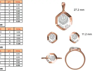 Light wt Ring Earrings Pendant set stl jcd 1-render details 3D print model 21