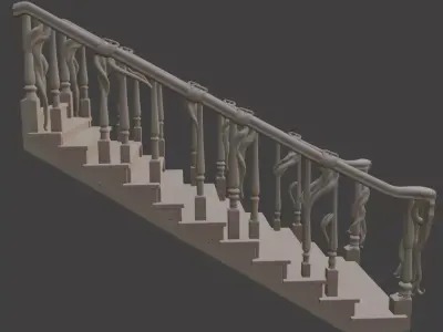 Fantasy Organic Wooden Staircase 3D model