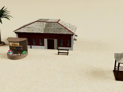 3D Beach house in desert 3D model
