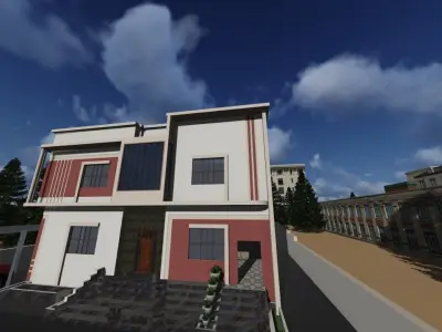 Red Modern Villa Project A126 3D Model Render 3D model