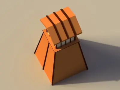 Low Poly Japanese Lamp Post Low-poly 3D model