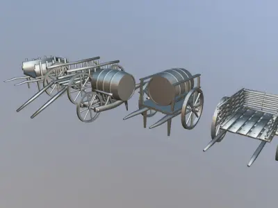 Medieval Cart Pack Low-poly 3D model