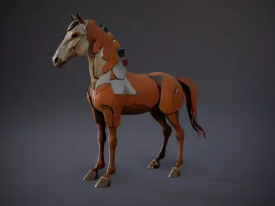 Rustic Metallic Horse model pack Low-poly 3D model