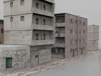 Shanty Town Buildings 2 City Blocks A B C Low-poly 3D model