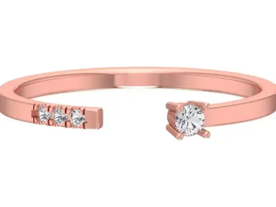 Solitaire Women Light Weight Band Ring 3D print model 33