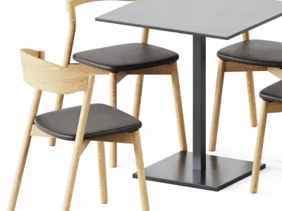 Table Dado S70 by Mobliberica and Wooden Chair Tube by Miniforms 3D model
