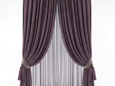 Curtains curtain Low-poly 3D model 3