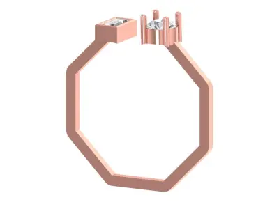 Open End Women Light Weight Band Baguette Round Stone Ring 3D print model