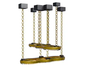 Gold chain pendant lamp for classic style interiors Low-poly 3D model
