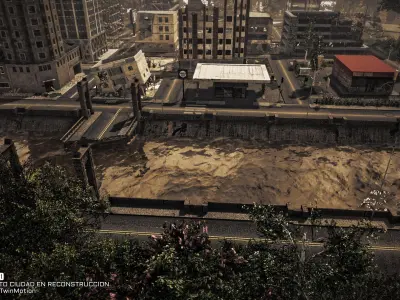 Destroyed city Low-poly 3D model