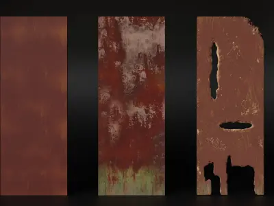 wooden doors set Low-poly 3D model