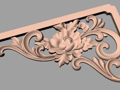 Furniture decorative corner flower 3D STL model for CNC E880 3D model