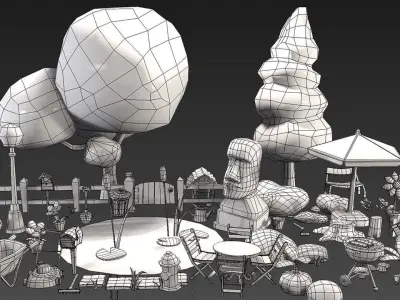 Cartoon Garden Package Low-poly 3D model