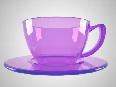 Coffee Cup Clear Glass Light Purpal Color 3D model
