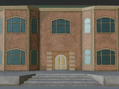 Brick House Low-poly 3D model