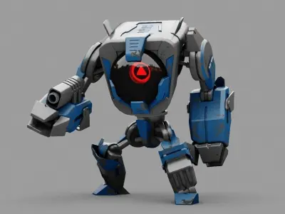 Combat Droid mecha rigged character 3D model