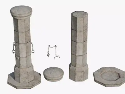 Medieval torture column Low-poly 3D model