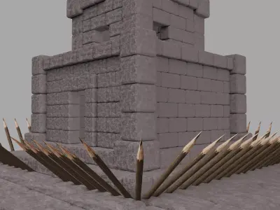 Stylized Medieval Watch Tower Low-poly 3D model