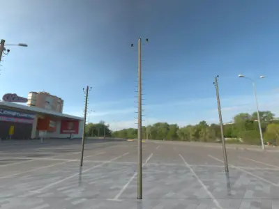  Wooden Electricity Poles With Ladder - Object 006 Low-poly 3D model