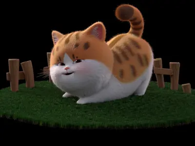 Cartoon cute fat cat 
