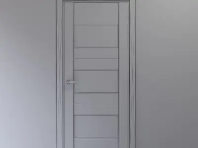 Gray oak interior door with dark gray glass 3D model