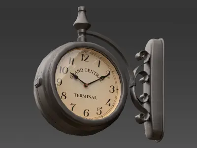 Street Clock Low-poly 3D model