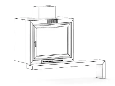 Wall Fireplace with Shelf 3D model