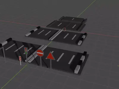Simple modular street pack Free low-poly 3D model
