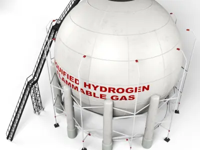 Oil Tank Industrial Sphere  Low-poly 3D model