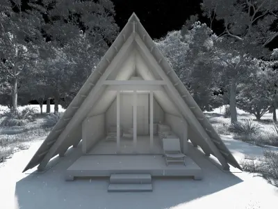 Modern A- Frame Cabin House 3D Low-poly 3D model