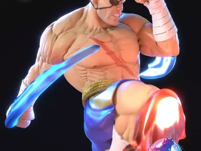 Sagat Street Fighter Statue Figurine stl printable 3D print model