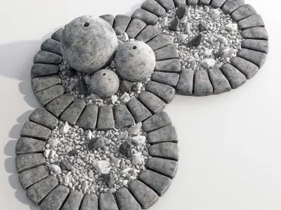 Flowerbed with stone decor 3D model