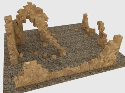Blender 3D House Ruins Free low-poly 3D model
