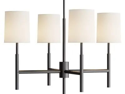 Clarion Small Chandelier with Linen Shades 3D model